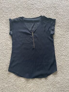 Black V-Neck Express Blouse